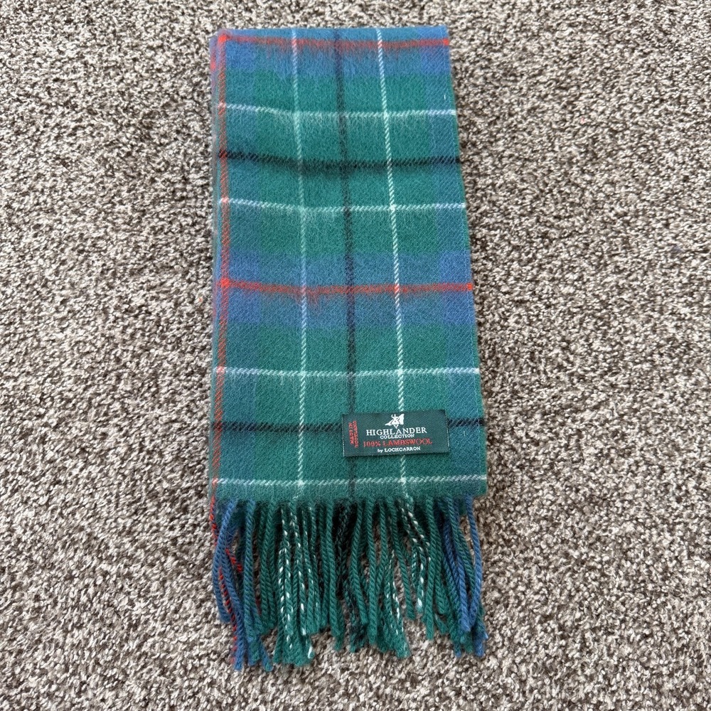 Highlander Collection by Lohcarron Scarf Plaid 100% Lambswool Green 56" x 12"